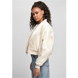 UC Ladies Women's Short Oversized Satin Bomber Jacket Whitesand
