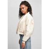 UC Ladies Women's Short Oversized Satin Bomber Jacket Whitesand cene