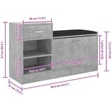  Klupa za cipele siva boja betona 94,5 x 31 x 57 cm drvena | shoptok.hr