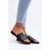 EVENTO PE1 Women's Black Eco Leather Flat Sandals Maliha | Shoptok.si