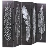 Furnova Zložljiv paravan 200x170 cm perje črn in bel, (21929804) | Shoptok.si