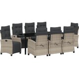 vidaXL 9-delni vrtni jedilni set svetlo sivi poli ratan | Shoptok.si