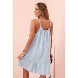 Kesi Włoski Women's muslin dress with straps and ruffles blue | shoptok.hr