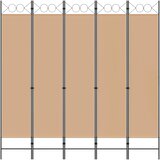  5-Panelni Pregrađivač Bež 200 x 200 cm Tkanina | Eponuda.com
