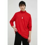 Levi's Pamučna majica dugih rukava boja: crvena, jednobojni model