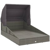 LEŽAJ za sunčanje s krovom sivi 200 x 114 x 128 cm poliratan | shoptok.hr