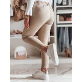 DStreet Spodnie damskie materiałowe chinosy z paskiem ROSSALI ciemnobeżowe | shoptok.hr