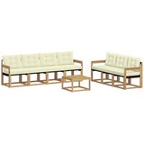 vidaXL Zunanja garnitura za sedenje z blazino 8 pcs Bela in krem, (5000282178) | Shoptok.si