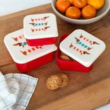 Rex London Rdeče-kremno bele otroška posoda za malico v kompletu 3 ks Sausage Dog – | Shoptok.si