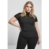 Urban Classics Ladies Flock Lace Turtleneck Tee Black