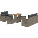  Set Vrtnih Sofa od 8 Dijelova s Jastučićima Siva Poli Ratan Akacija 2-Sjedalna Vrtna Sofa s Pretincem &amp Jastučićima Siva Poli R | shoptok.hr