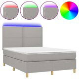  Box spring s madracem LED svjetlosivi 140x200 cm tkanina | shoptok.hr