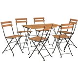  7-dijelni sklopivi bistro set masivno bagremovo drvo i čelik | shoptok.hr