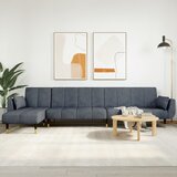 vidaXL Raztegljiv kavč L oblike temno siv 275x140x70 cm žamet Cene