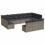  The Living Store Vrtna sedežna garnitura 13-delna z blazinami siv poli ratan - Vrtna Sedežna Garniture, (21449542) | Shoptok.si