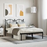 Maison Chic Kovinski Posteljni okvir - Dvoposteljna postelja - Zakonska postelja z vzglavjem črn 120x200 cm, (21692464) | Shoptok.si