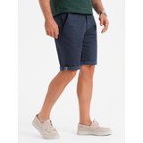 Ombre Men's classic chino shorts with rolled up leg - navy blue | shoptok.hr