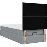 vidaXL Otomanski posteljni okvir z vzmetnico siv 100x200 cm blago | Shoptok.si