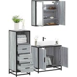  3-dijelni set kupaonskog namještaja siva boja hrasta drveni | shoptok.hr
