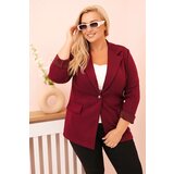 Kesi Włoski Plus Size women's blazer made of viscose with long sleeves and collar plum | Shoptok.si