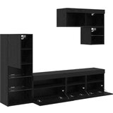 TV zidne jedinice Zidne 6 pcs Crni hrast Konstruirano drvo | shoptok.hr