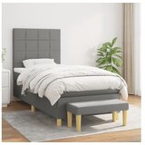  Box spring postelja z vzmetnico temno siva 80x200 cm blago | Shoptok.si