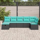  Kavčna garnitura z blazino 7 pcs Črna in turkizna poli ratan, (5000138367) | Shoptok.si