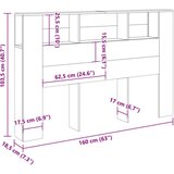 vidaXL Vzglavna omarica starinski les 160x18,5x103,5 cm inženirski les | Shoptok.si