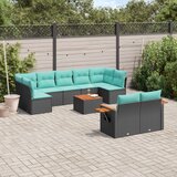  10-dijelni set vrtnih sofa od poliratana s jastucima crni | shoptok.hr