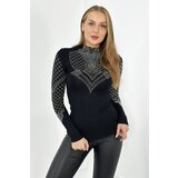 Kesi Viscose blouse decorated on neckline and sleeves black Cijene