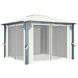  Sjenica sa zastorima i LED svjetlima 300 x 300 cm krem aluminij | shoptok.hr