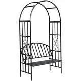 Rožna pergola v obliki srca z klopjo - trden kovinski okvir, zasnova za plezanje cvetlic, (5000401631)