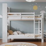 Möbrio Pogradna postelja s predali in lestvijo - borov okvir - 90x200 cm - bela, (22060409) | Shoptok.si