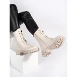 SEASTAR Light beige women's worker boots with pins | Shoptok.si