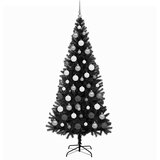  Umjetne božićne jelke S LED lampica Crna 180 cm PVC | shoptok.hr