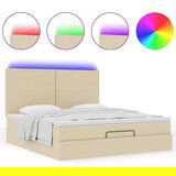 vidaXL Otomanski krevet s madracem i LED krem 160x200cm tkanine | shoptok.hr