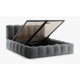 Micadoni Home Sivi tapecirani bračni krevet s prostorom za odlaganje s podnicom 180x200 cm Lupine – | shoptok.hr