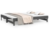  Dnevni ležaj na izvlačenje sivi 2x(80x200) cm masivna borovina | Eponuda.com