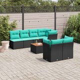  Vrtna garnitura - 8-dijelni set vrtnih sofa od poliratana s jastucima crni - Crna 2x corner+3x centre+1x garden+7x back+5x seat | shoptok.hr