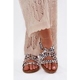 Boto Women's Flat Sandals With Golden Studs Black-White Zanira | ePonuda.com