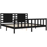  Okvir za krevet s uzglavljem crni 200 x 200 cm od masivnog drva | shoptok.hr