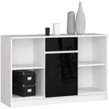 AKORD KOMODA B-17 120 cm 1 Predal 1 Vrata BELO / ČRNO Sijajno, (21703143) Cene