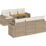 vidaXL Vrtna sedežna garnitura 7-delna z blazinami bež poli ratan, (21783526) | Shoptok.si