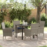  Set stola i stolica 5 pcs Siva i tamnoplava PE ratan u