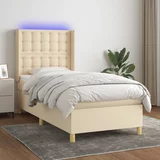  Krevet box spring s madracem LED krem 80 x 200 cm od tkanine