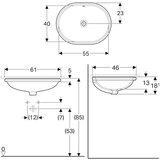 Geberit LAVABO PODGRADNI ISPOD RAVNE PLOČE ELIPSA 610X460 GEBERIT 500.756.01.2 | ePonuda.com