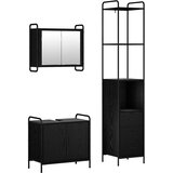  Set ormarića za kupaonicu 3 kom. Crni hrast 40 x 36 x 200 5 cm - Crni hrast Ormar s umivaonikom (2 vrata) + viseći ormar | shoptok.hr