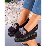 Resti Openwork black women's moccasins with decorative crystals Cizzas | ePonuda.com