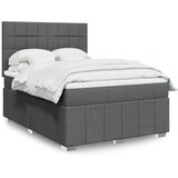vidaXL Box spring postelja z vzmetnico temno siva 140x200 cm blago | Shoptok.si