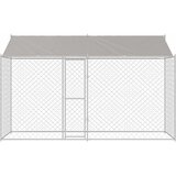  Kavez za psa s krovom Srebrno 400 x 200 x 256 cm Čelik i PE | Eponuda.com